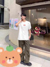 安初夏美式純棉字母刺繡短袖t恤男2025夏季高街圓領(lǐng)上衣休閑百搭情侶裝 白灰色【重工刺繡】 高質(zhì)量 L 建議100-120斤 曬單實拍圖