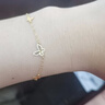 周六福七夕禮物  黃18K金手鏈女時尚甜美蝴蝶彩金手飾送女友 16+3cm尾鏈 曬單實拍圖