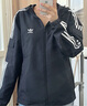 adidas經典三條紋運動連帽夾克外套男女春季新款阿迪達斯三葉草 黑色   M 曬單實拍圖