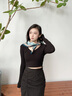 瑪麗亞·古琦（MARJA KURKI）送媽媽生日禮物雙面異色真絲方巾桑蠶絲絲巾女禮盒裝花邊木藍綠 曬單實拍圖
