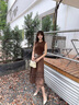 歐時(shí)力OCHIRLY 假兩件羊毛無(wú)袖毛織連衣裙荷葉邊傘裙女2025夏新款 啡色 M 曬單實(shí)拍圖