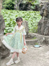 WVD國際品牌漢服女童洋裝夏季2025新款兒童唐裝超仙中國風(fēng)夏款古風(fēng)公主裙子 綠色 綠色 100 曬單實拍圖