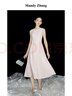 Mandy Zhang法式赫本風(fēng)氣質(zhì)粉色訂婚連衣裙女夏季宴會(huì)正式禮服裙子 櫻花黛粉 珍珠鑲鉆 L 曬單實(shí)拍圖