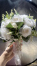 貞嘻領(lǐng)證手捧花仿真花拍照道具花束結婚西式婚禮求婚手捧花白色玫瑰花 森系蕾絲手捧花 【25×25cm】18大朵+6小朵 曬單實(shí)拍圖