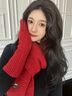 Siggi羊毛圍巾手套兩件套女士秋冬季百搭保暖禮盒送女生生日新年禮物 曬單實(shí)拍圖