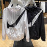 耐克（NIKE）官方女子寬松大勾標(biāo)志夾克防曬衣夏季新款外套 HM8972 010黑/白 L 曬單實(shí)拍圖