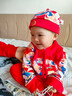 優(yōu)奇周歲禮服男寶寶嬰兒春秋衣服分體套裝中式兒童唐裝新年服抓周衣服 紅色 80 曬單實拍圖