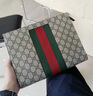 古馳（GUCCI）時尚印花男士手拿包古奇經(jīng)典條紋織帶拉鏈手袋 送男友七夕禮物 棕色 475316（9791） 曬單實拍圖