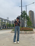 FSHE高腰闊腿牛仔褲女春秋冬2025新款加絨寬松顯瘦垂感復(fù)古直筒拖地褲 復(fù)古藍(lán)長(zhǎng)褲 S 曬單實(shí)拍圖