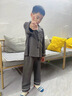 G.DUCKKIDS男童睡衣春秋冬款中大兒童三層空氣夾棉家居服套裝加厚男孩冬季潮 灰色 120 cm 曬單實(shí)拍圖