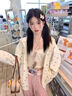 大魚(yú)界線(xiàn)（dayujiexian）奶fufu學(xué)生連帽碎花衛衣外套女2025秋開(kāi)衫拉鏈寬松休閑學(xué)院風(fēng)薄款 杏色 M 建議95-110斤 曬單實(shí)拍圖