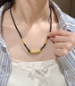 老鳳祥黃金百福彎管項鏈男女足金路路通編織吊墜情人節(jié)生日禮物送男女友 百福彎管項鏈【黑繩】約0.3g 曬單實拍圖