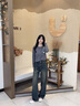 美麗衣櫥（BEAUTIFUL WARDROBE）2025秋季時(shí)尚高腰闊腿牛仔褲女小個(gè)子直筒潮流褲子女設(shè)計(jì)感 曬單實(shí)拍圖