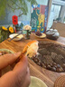 納麗雅老榆木圍爐煮茶桌子火鍋桌椅實(shí)木煮茶桌戶(hù)外燒烤桌復古中式小圓桌鐵碳鍋【直徑100高70】 曬單實(shí)拍圖