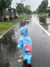 牧萌兒童雨衣男童女童幼兒園小童寶寶全身防水男孩雨披 火箭恐龍 M 曬單實(shí)拍圖