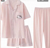貓人（MiiOW）helloKitty睡衣女款2025新款夏季純棉紗布短袖家居服夏天三件套裝 云朵棉-KT貓粉(短袖+短褲+長(cháng)褲) XL 女[建議115-140斤] 曬單實(shí)拍圖