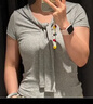 UR七夕2025秋季新款女裝簡(jiǎn)約設計感披肩式修身短袖T恤UWU450013 花灰 M 曬單實(shí)拍圖
