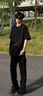 Shelley Jones黑色柳葉彎刀牛仔褲男款夏季修身直筒褲子美式高街vibe風(fēng)微喇褲子 黑色 XL [推薦120-140斤] 曬單實(shí)拍圖