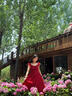 小野七天海邊度假風(fēng)紅色波點(diǎn)連衣裙女裝夏季2025新款系帶收腰顯瘦A字長(zhǎng)裙 紅色 M 曬單實(shí)拍圖