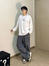 森馬（Semir）長(zhǎng)袖T恤男重磅寬松打底上衣撞色字母印花情侶裝秋季內(nèi)搭外穿 本白10101 M 曬單實(shí)拍圖