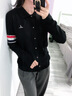 NAOTIEA意大利小帆船條紋POLO領(lǐng)長(cháng)袖針織衫女2025秋新款打底毛衣 黑色 2XL 建議135-150斤 曬單實(shí)拍圖