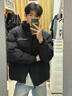 勤記羽絨服男青少年美式黑色九江羽絨服男款冬季保暖歐美街頭綿服外套 黑色 M100-120斤 均碼 曬單實(shí)拍圖