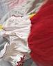 優(yōu)奇嬰兒衣服女寶寶夏季超薄短袖連體衣裙女童百天紅色喜慶周歲禮服裙 曬單實(shí)拍圖