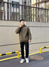 潮與共美式重磅復古羊羔毛外套男冬季連帽套頭羊羔絨棉服男加絨加厚棉襖 綠色 L 適合120-140斤 曬單實(shí)拍圖