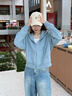 名創(chuàng  )優(yōu)品（MINISO）外套女春秋款2025新款衣服開(kāi)衫小個(gè)子連帽衛衣女顯瘦百搭休閑女裝 【春秋薄款】霧霾藍(純色)-短款 L 165 (優(yōu)選面料 舒適貼身) 曬單實(shí)拍圖