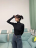 浪莎半高領(lǐng)打底衫女春秋內(nèi)搭2025新款洋氣白色堆堆領(lǐng)修身長袖顯瘦上衣 黑色 （堆堆領(lǐng)） 均碼 【適合80-135斤】 曬單實(shí)拍圖
