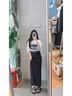 何佳功半身裙女通勤2025秋季新款高腰顯瘦中長(zhǎng)款女裝工裝裙a字裙開(kāi)叉 黑色（不含腰帶） M 【建議98-108斤】 曬單實(shí)拍圖