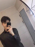 擎感早秋襯衫男長袖新款男士修身休閑襯衣免燙通勤商務(wù)男冬季加絨 黑色 XL 41【建議140-150斤】 曬單實(shí)拍圖