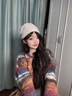 CACUSS純羊毛帽子女冬季保暖毛線帽套頭堆堆帽護(hù)耳針織冷帽醉花米 曬單實拍圖