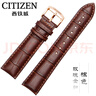 齊玫適用于西鐵城表帶真皮牛皮光動(dòng)能代用蝴蝶扣男款23mm 棕色棕線(xiàn)-原裝針扣-玫瑰金扣 23mm 曬單實(shí)拍圖