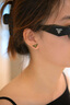 PRADA/普拉達(dá)【七夕禮物】女士琺瑯金屬耳環(huán)耳飾 金色/黑色 曬單實(shí)拍圖