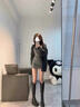 矜持范毛衣女小清新休閑2025早春上衣女時(shí)尚顯瘦V領(lǐng)針織衫大碼外套 花深灰 均碼 曬單實(shí)拍圖