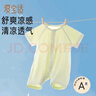 愛(ài)寶適嬰兒連體衣夏季寶寶半袖哈衣爬服新生兒短袖睡衣淺綠色T174  80cm 曬單實(shí)拍圖
