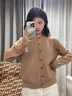 斐特瑪2025秋季新款韓系設計感毛衣外套女百搭小花朵刺繡單排扣針織開(kāi)衫 卡其 M 【適合95-115斤】 曬單實(shí)拍圖
