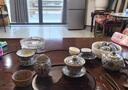陶尚吟黃汝繁花汝窯功夫茶具套裝家用辦公高檔中式蓋碗茶壺茶杯整套送禮 黃汝纏枝蓮提梁壺+36蘇窗 13頭 曬單實拍圖
