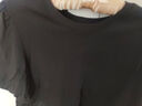 德·瑪納（dme）法式氣質(zhì)感短袖下擺針梭泡泡袖圓領(lǐng)短袖T恤女N039220129120 黑色 L 曬單實(shí)拍圖