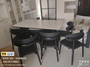 晨巢實木巖板餐桌椅家用小戶型飯桌詫寂風(fēng)長方形西餐桌簡約餐廳家具 啞光純白+黑色桌腳+全黑羊角椅 1.6米 一桌六椅 曬單實拍圖