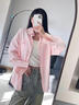 麓格立襯衫女外套2025春夏季慵懶感條紋寬松休閑襯衣通勤風(fēng)韓版薄外套 粉條紋襯衫 S 曬單實(shí)拍圖