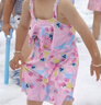 ASK JUNIOR【帶泳帽】女童泳衣夏季卡通印花兒童吊帶泳裙分體泳衣 花色 110 曬單實(shí)拍圖