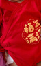 貝瑞加（Babyprints）新生兒連體衣嬰兒短袖包屁衣純棉紅色滿月服薄款三角爬服 福滿59 曬單實(shí)拍圖