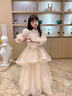 小咔衣濃女童禮服裙長(cháng)袖蓬蓬公主裙兒童主持人鋼琴演出服花童婚紗女孩秋季 香檳色長(cháng)袖3934長(cháng)款 120 曬單實(shí)拍圖