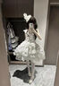 閃動(dòng)少女（SHANDONGSHAONV）雀之羽lolita洋裝jsk甜美花嫁重工連衣裙吊帶日常拖尾洛麗塔 白色JSK+內搭+禮帽+拖尾+項鏈+羽 S 曬單實(shí)拍圖