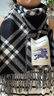博柏利（BURBERRY）秋冬新品男士/女士山羊絨雙面兩用流蘇保暖圍巾168x30cm 80996501 黑色格紋/白色格紋 曬單實(shí)拍圖