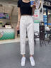 哈魯迪白色牛仔褲女2025秋季新款小個(gè)子穿搭配矮顯高老爹哈倫褲長(cháng)褲子女白色M （95-105斤） 曬單實(shí)拍圖