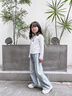 木木屋兒童牛仔褲女童褲子春秋款2025新款夏季中大童洋氣直筒高腰闊腿褲 淺藍(lán)色 160 建議13~14歲【150-160cm】c 曬單實(shí)拍圖