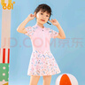 361°兒童泳衣女孩夏季可愛(ài)連體裙式平角游泳衣中大童學(xué)生游泳裝備 曬單實(shí)拍圖